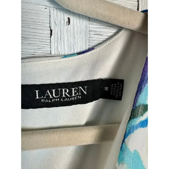 Lauren Ralph Lauren Womens Dress rap flutter sleeve floral chiffon plus size - Picture 5 of 11